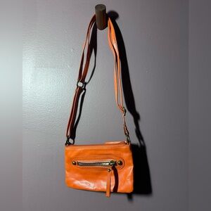 Orange Leather Crossbody Bag